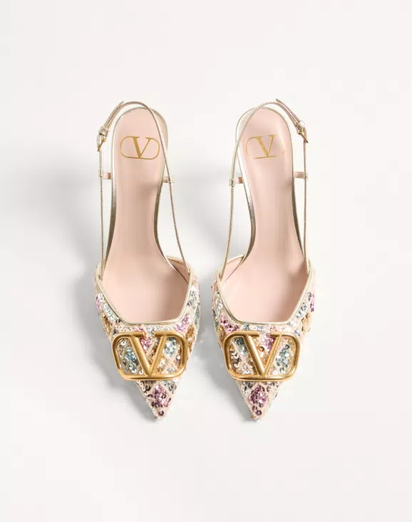 Valentino VLogo Signature Slingback Décolleté With Rhombelle Embroidery 80Mm - Image 5